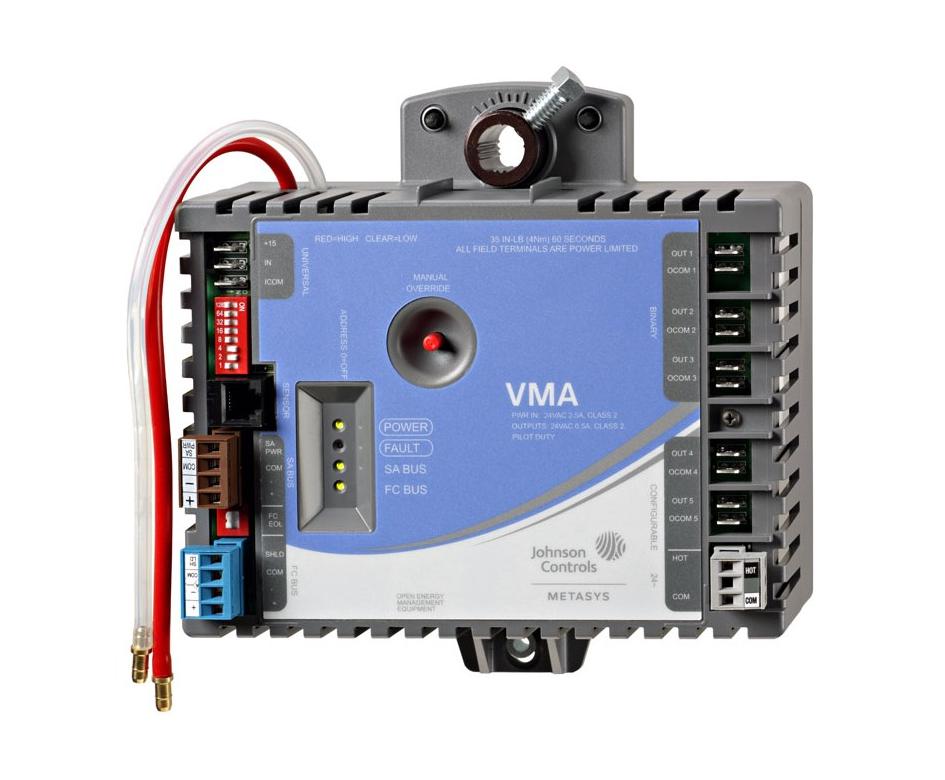 VMA16 (16-bit) controllers support NS and WRZ Series Communicating Network Sensors for temperature sensing, fan override, and occupancy override control.