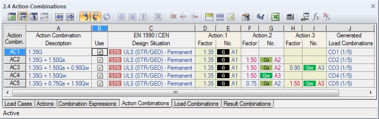 6 Combination of Actions In the dialog box Edit Load Cases and Combinations (see Figure 6.5), we make sure that the option Generate additionally Either/Or result combination is checked as well.