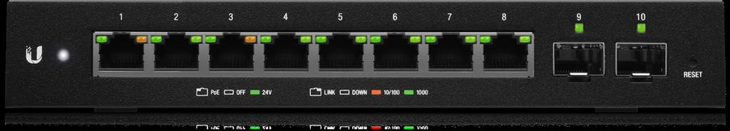 separately) Wall- or Rack-Mountable* Front Panel Back Panel EdgeSwitch 10XP Model: ES-10XP (8)