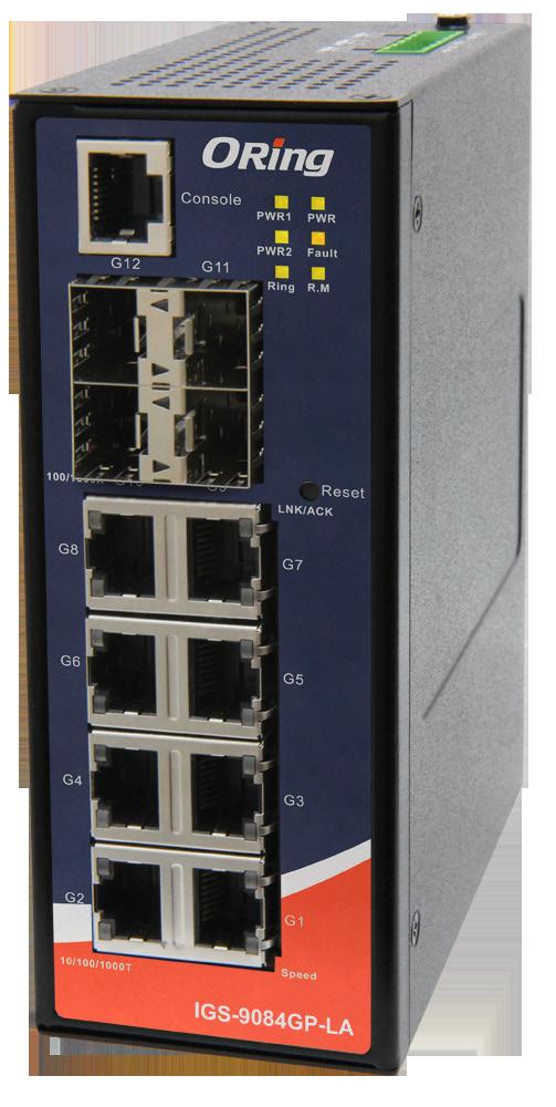 with 8x10/100/1000Base-T(X) ports and 4x100/1000Base-X SFP ports.