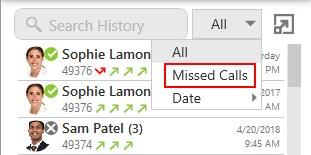 History To filter missed calls 1. Click on the call filter and click Missed Calls. X-Lite displays all missed calls. Filtering by date You can search X-Lite for calls based on when the call occurred.