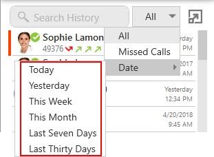 History X-Lite displays all calls that match the date selector.