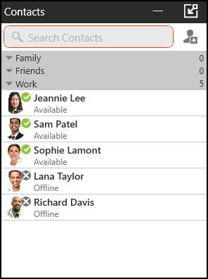 Detaching tabs The Contacts, Favorites, History, and the Directory panels can all be detached from the on-screen phone into