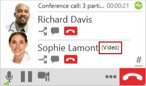 Conference calls Video is sent to all conference participants. Participants can choose whether to share their own video.