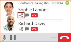 To speak to one participant in a conference call 1. Click Separate Calls beside the participant you want to speak to. The conference is split into two calls.