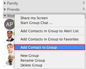 Contacts to Group. The Contact Profile (Windows) or the Contact Editor (Mac) window opens. 2.