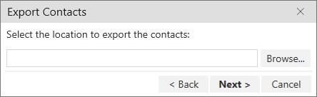 Contacts To export a.pst file 1. On the Contacts menu, click Export Contacts. 2. Select Outlook or Exchange server from the drop-down list and click Next. 3. Click Browse.