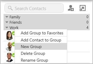 Contacts Add a group to Favorites Creating a group Use the short-cut menu or the Contacts menu to create a new group. To create a new group using the short-cut menu 1.