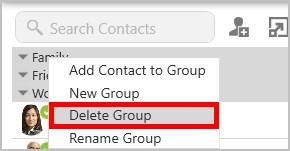 Contacts The Group appears with the new name in the List of