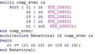 VHDL description of the even detection