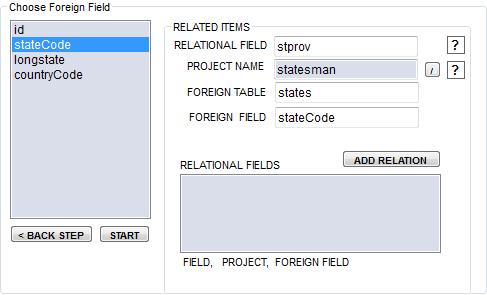 In this version of Data Asap relations are handled by generating a separate set of Project Pages for each related tables information.