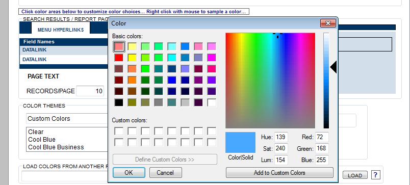 You can pre-select from color themes and change the font size of the pages.