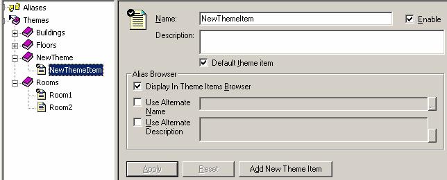 6. When you have finished configuring the theme item properties, click the Apply button.