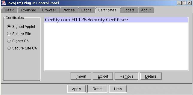 About running Discoverer over HTTPS 3. Select the Signed Applet radio button in the Certificates panel (if it is not selected already). 4.