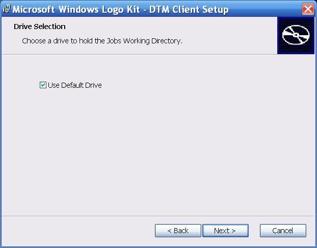 On the Custom Setup page, click Next to accept the default installation. The Drive Selection page appears.