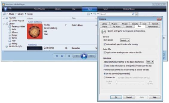 Figure 10-45 Use Windows Media Player to select the burn rate in Vista Courtesy: