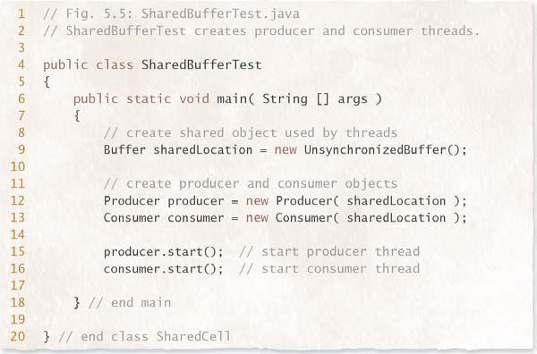 Producer/Consumer (Java) SharedBuffer class enables threads