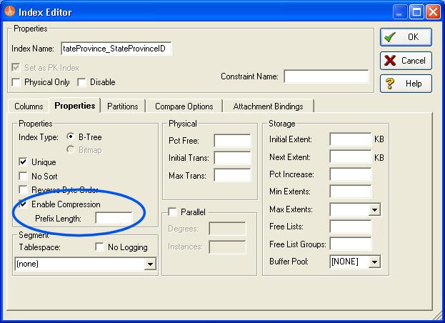 NEW FEATURES SUMMARY Oracle Updates Compression on index-organized tables: On the Properites tab of the Index Editor, there is now an option to enable compression for concatenated indexes.