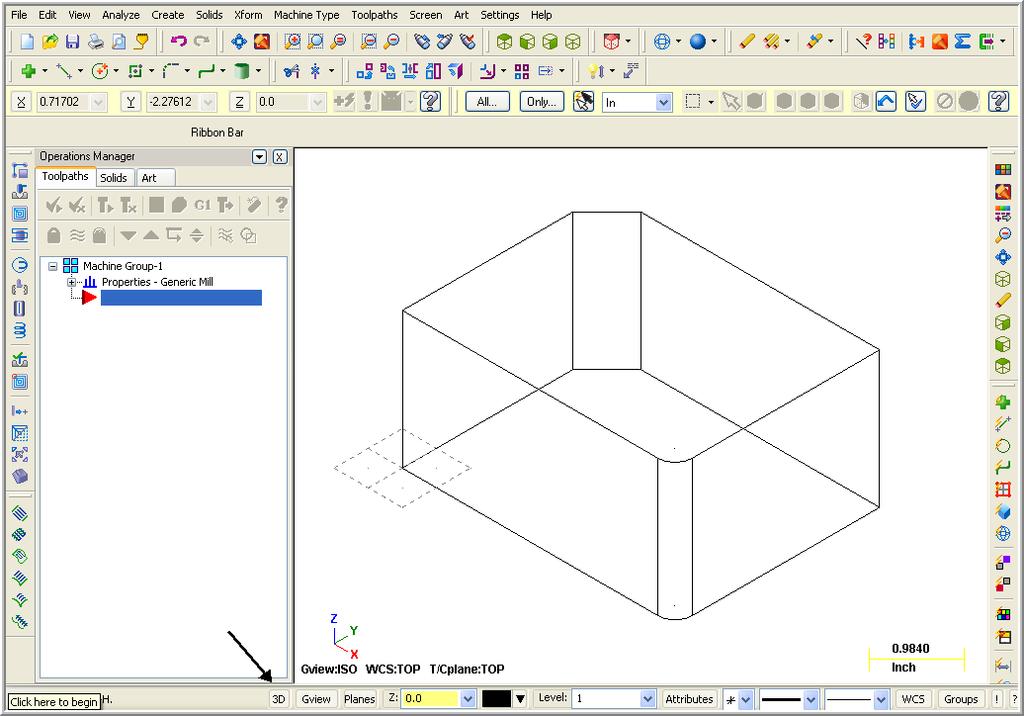 Mastercam Training Guide TASK 7: CREATE DIMENSIONS Create three dimensions to keep track of the changing Z depths. 1.