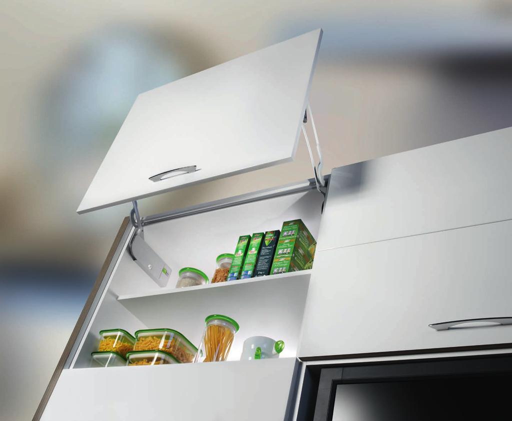 AeroLoft Opening System Compact and non-invasive system Easy mounting on the cabinet and rapid fixing on the door with a click and without hinges Damper included for a
