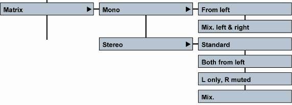 Matrix mode Record file set Output L Output R Mono from left Mono Input L No signal Mono Mix.