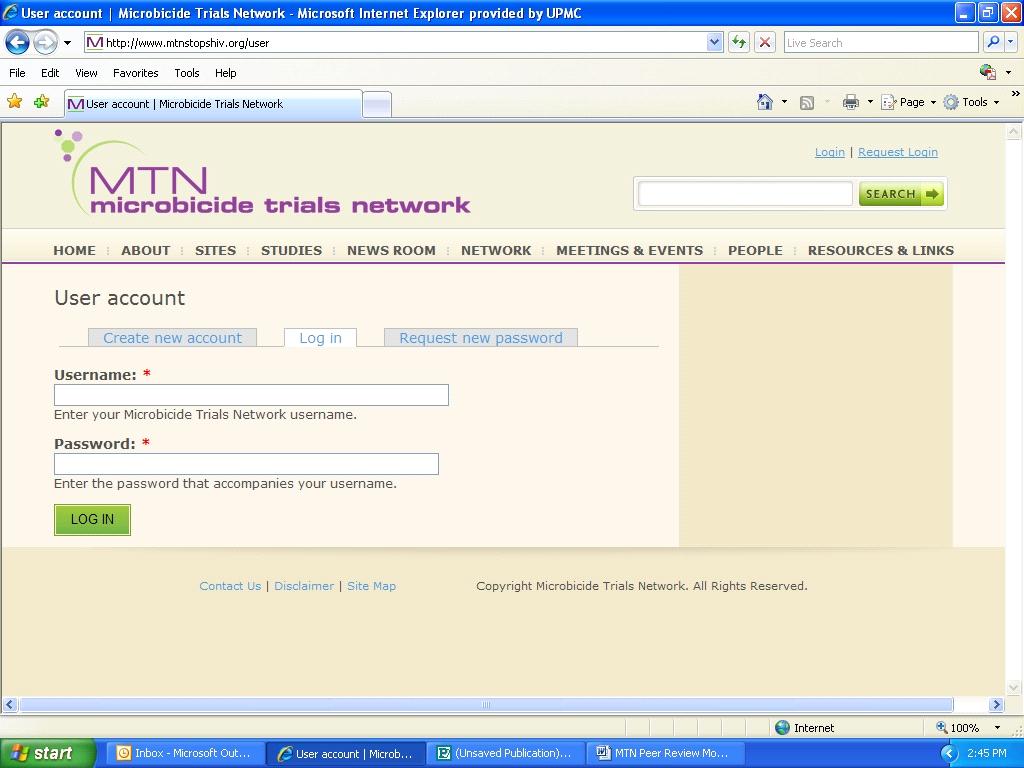 2) Log in with your MTN user name and password then click the green Log In button.