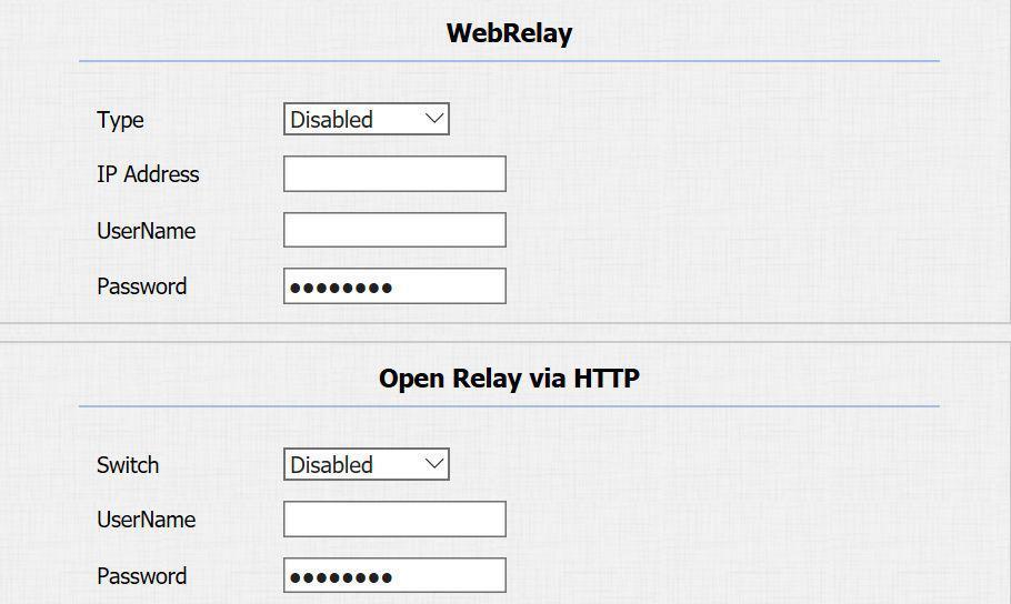 2.7.2 WebRelay IPDS-20A supports extra web relay. Type: To choose web relay type(only supports 2N web relay currently). IP Address: To enter corresponding web relay IP address.
