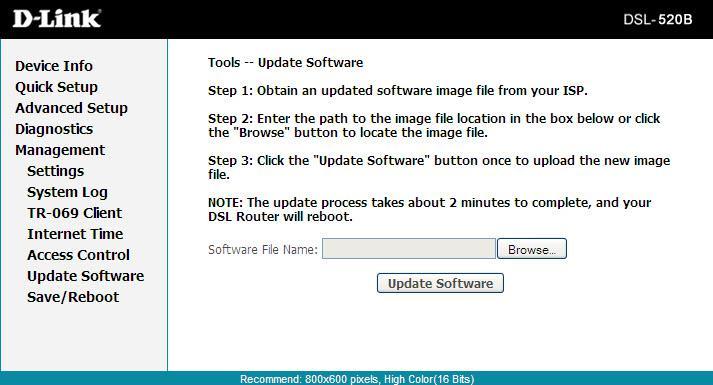 Section 11 - Management Update Software You can update your software through this screen.