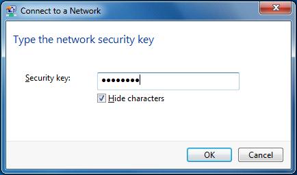 2. If the wireless network you are connecting is encrypted, you ll be prompted to enter the key.click Ok after you enter the correct key. 3. It shows Connected after successfully connected.