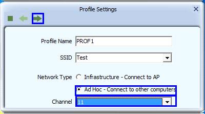 2) Create a new Ad-hoc profile Click the Add button and enter the network name in the SSID field to identify the wireless network, and select Ad-hoc as the network