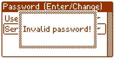 If the typed password is incorrect, the following message will appear: Fig. 11. The message after entering a wrong keypad password.