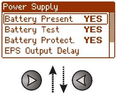 the prompt at the end of the line - with > or < set YES or NO YES battery test on