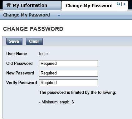 OTHER ACTIONS: CHANGE MY PASSWORD Enter Old Password Enter New