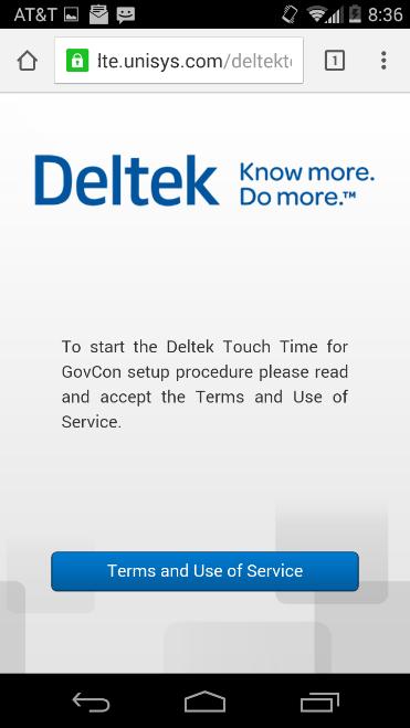 Android accept Deltek T&E Terms of Use 1.