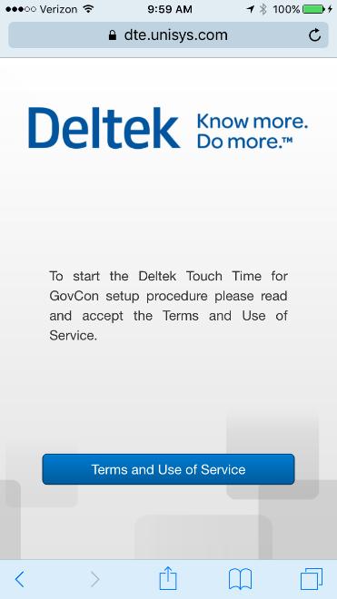 Apple ios accept Deltek T&E Terms of Use 1.