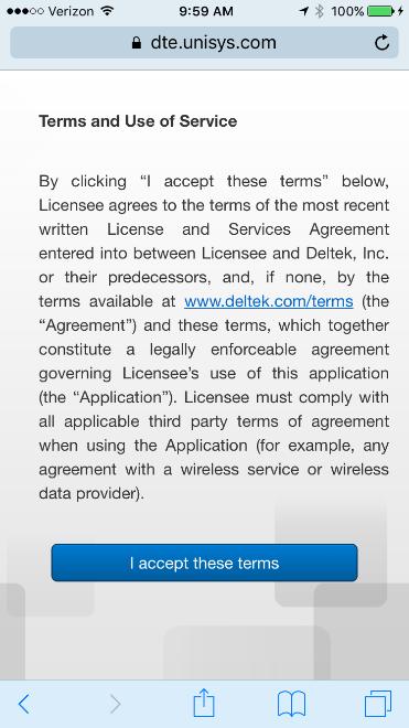 license agreement 2. Tap I accept these terms to accept 3.