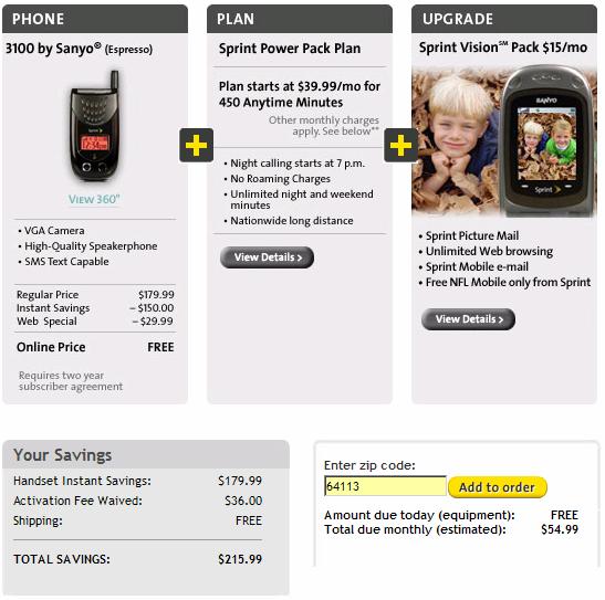 Sprint recommends phone, plan & upgrades Customer chooses