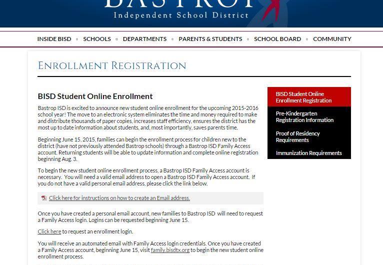 After logging in to Family Access parents that already have a student enrolled will be able to select New Student Online Enrollment in the upper right hand corner.