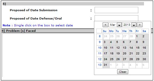 Figure 15 : Select Proposed of Date Submission.