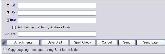 Compose a Message 1. In the To: field you can: Type in the email address. If there is more than one address use commas to separate them. Select people from your address book by clicking To.