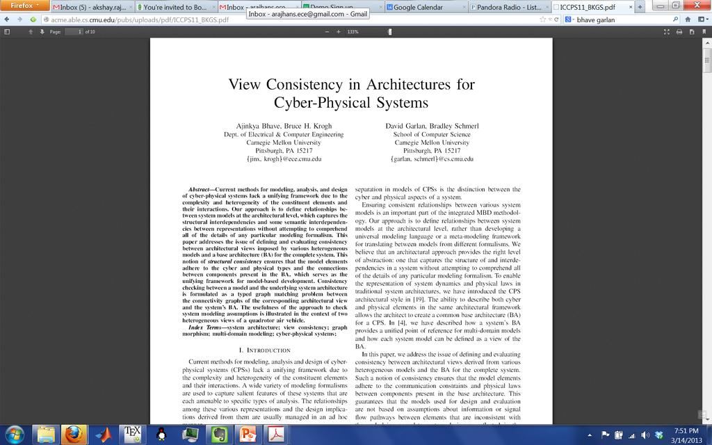 Architectural views Models as architectural views ERTS2 10 Structural consistency using graph