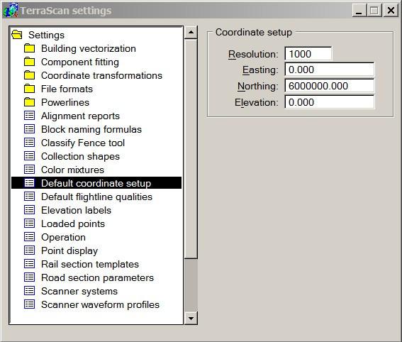 Default Coordinate Setup Default coordinate setup category added to Settings Defines