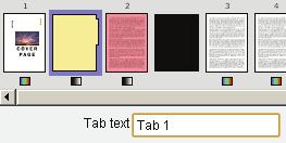 When you select a tab, a small box will appear beneath it, here you can type in what you want printed on the tab.
