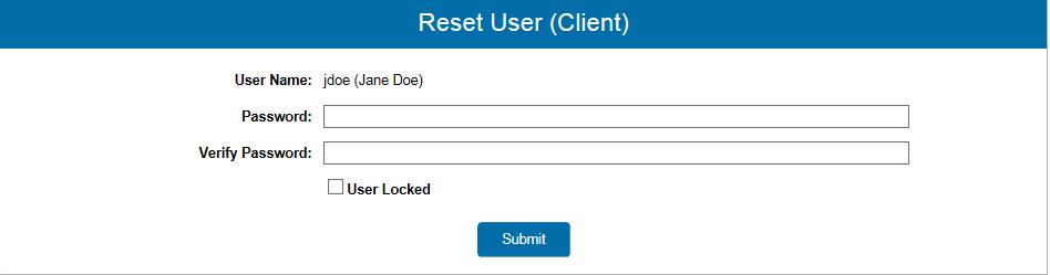Note: The User Lock feature is only used if you wish to lock the user out of logging in to the system.