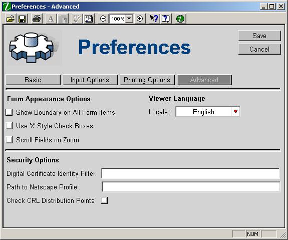 40 Advanced Preferences The following diagram shows the advanced preferences: Form Appearance Options These options affect how the form appears on the screen as follows: Show Boundary on All Form