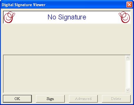 Signing Forms 67 1. Open a form that contains one or more signature buttons. 2. Click a signature button on the form. The Digital Signature Viewer dialog box appears: 3. To sign the form, click Sign.