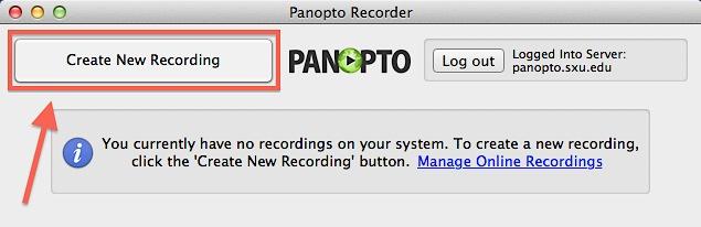 An Overview of the Panopto Homepage Once logged in, you can create a recording by selecting the Create a New