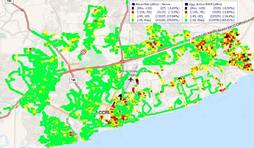 Fig. 2 - Vodafone Coverage Map, Accra Metropolitan - February 2016 Remarks: Good network