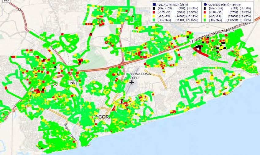 5 - Glo Coverage Map, Accra Metropolitan - February 2016 Remarks: Glo has good 2G