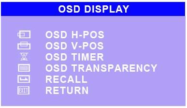 Pic 7 G.OSD DISPLAY If select OSD DISPLAY function on OSD MAIN MENU and push the MENU key.